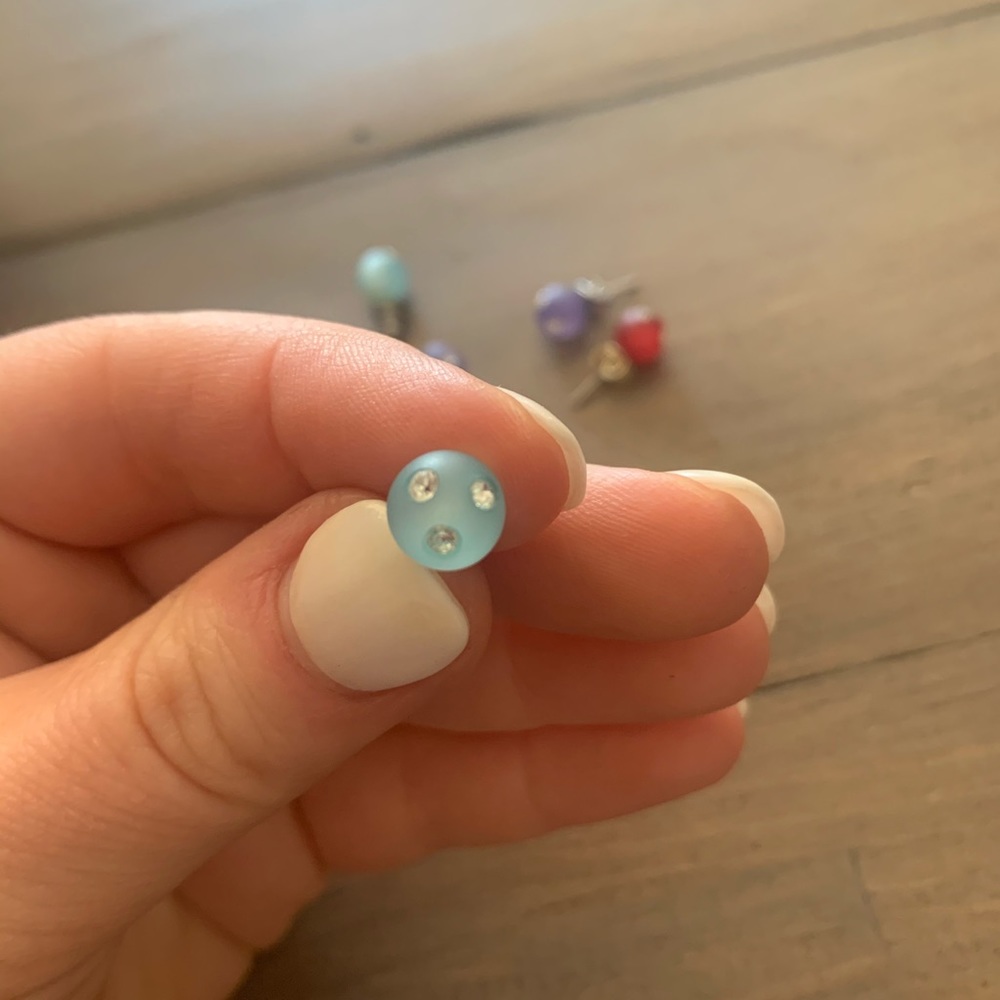 Assorted Colored Studs With Swarovski Crystals - image 2